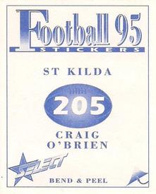1995 Select AFL Stickers #205 Craig O'Brien Back